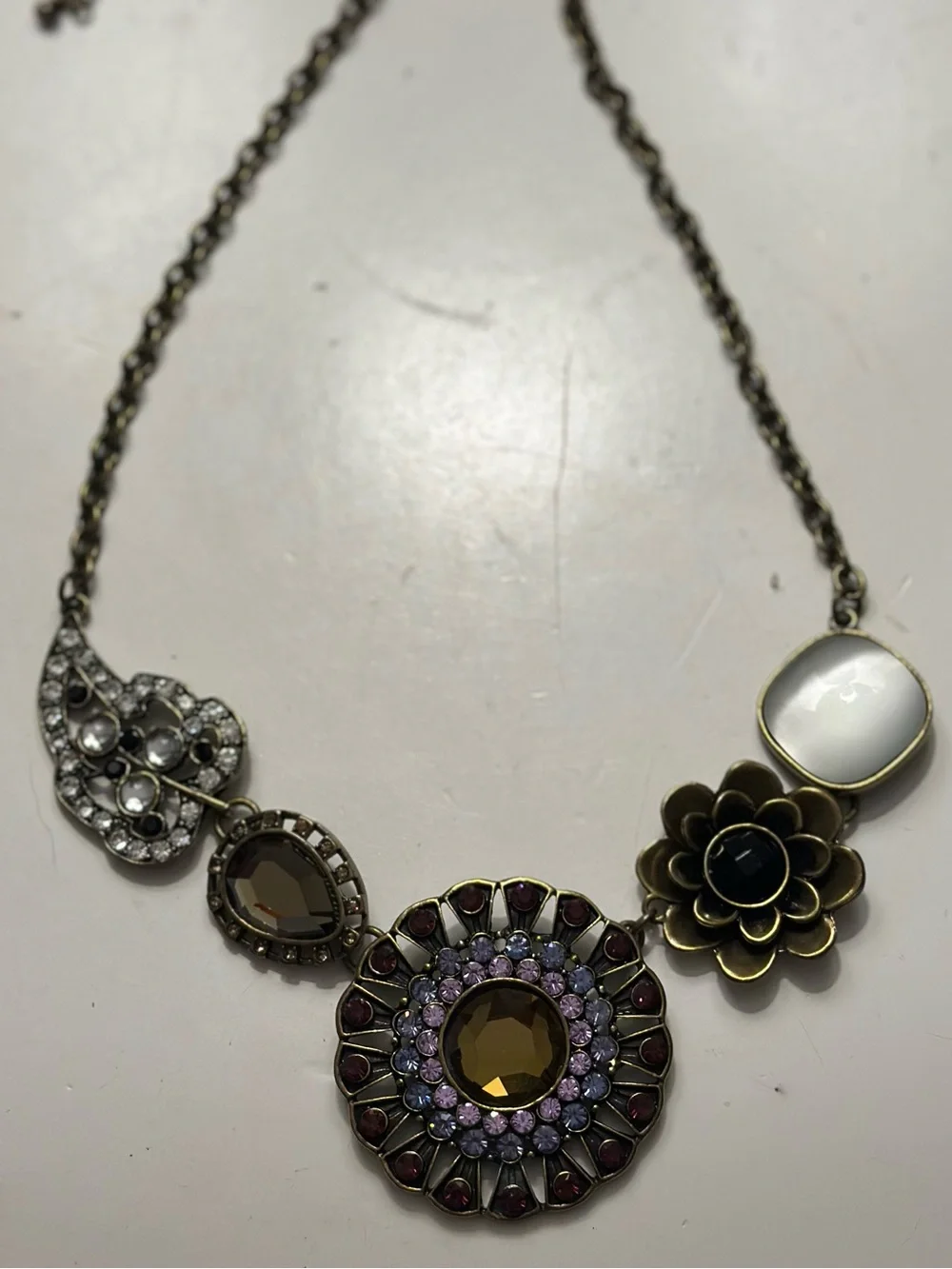Park Lane Casablanca Necklace 10990 Statement Floral Austrian Crystal Amethyst